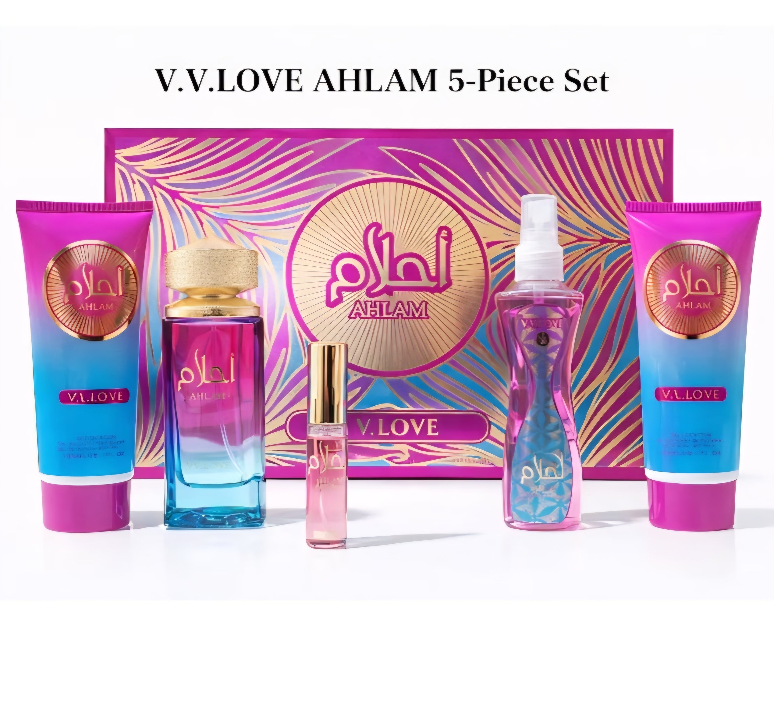 V.V.LOVE AHLAM 5-Piece Gift Set - Perfume, Body Lotion, Shower Gel, Body Mist, Travel Spray